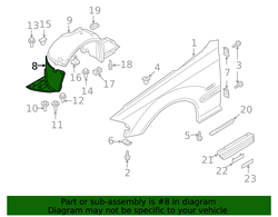 Picture of Genuine BMW 51-71-8-224-986 Front Fender Liner Lower Right