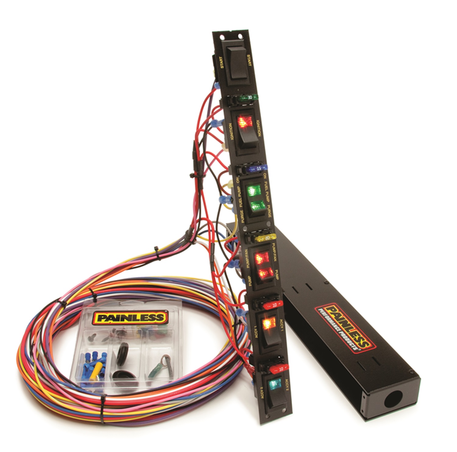 Show details for Painless Wiring 50506 Fused Dragster Vertical 6 Switch Panel