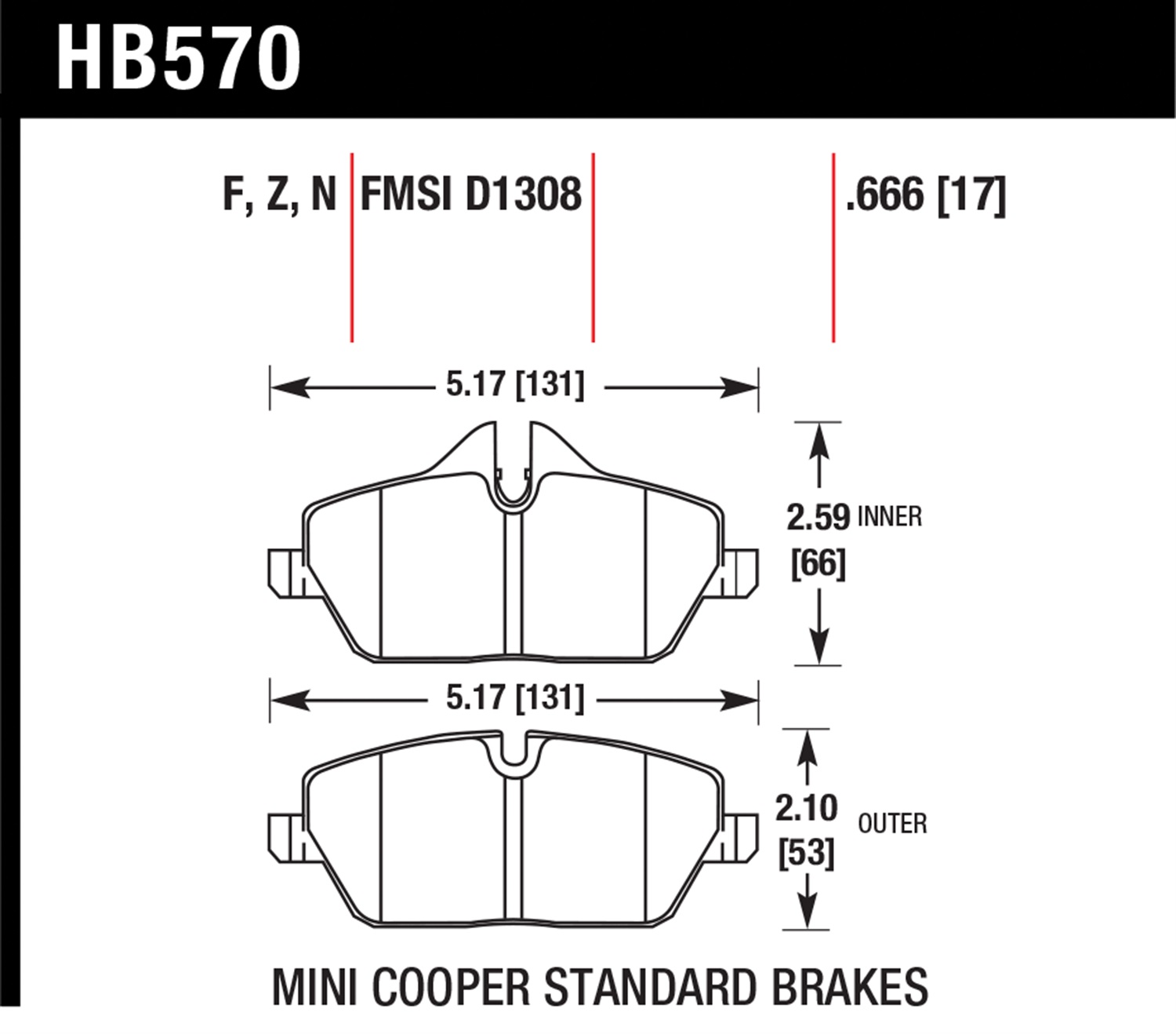 Hawk 07+ Mini Cooper HPS 5.0 Rear Brake Pads main image 0