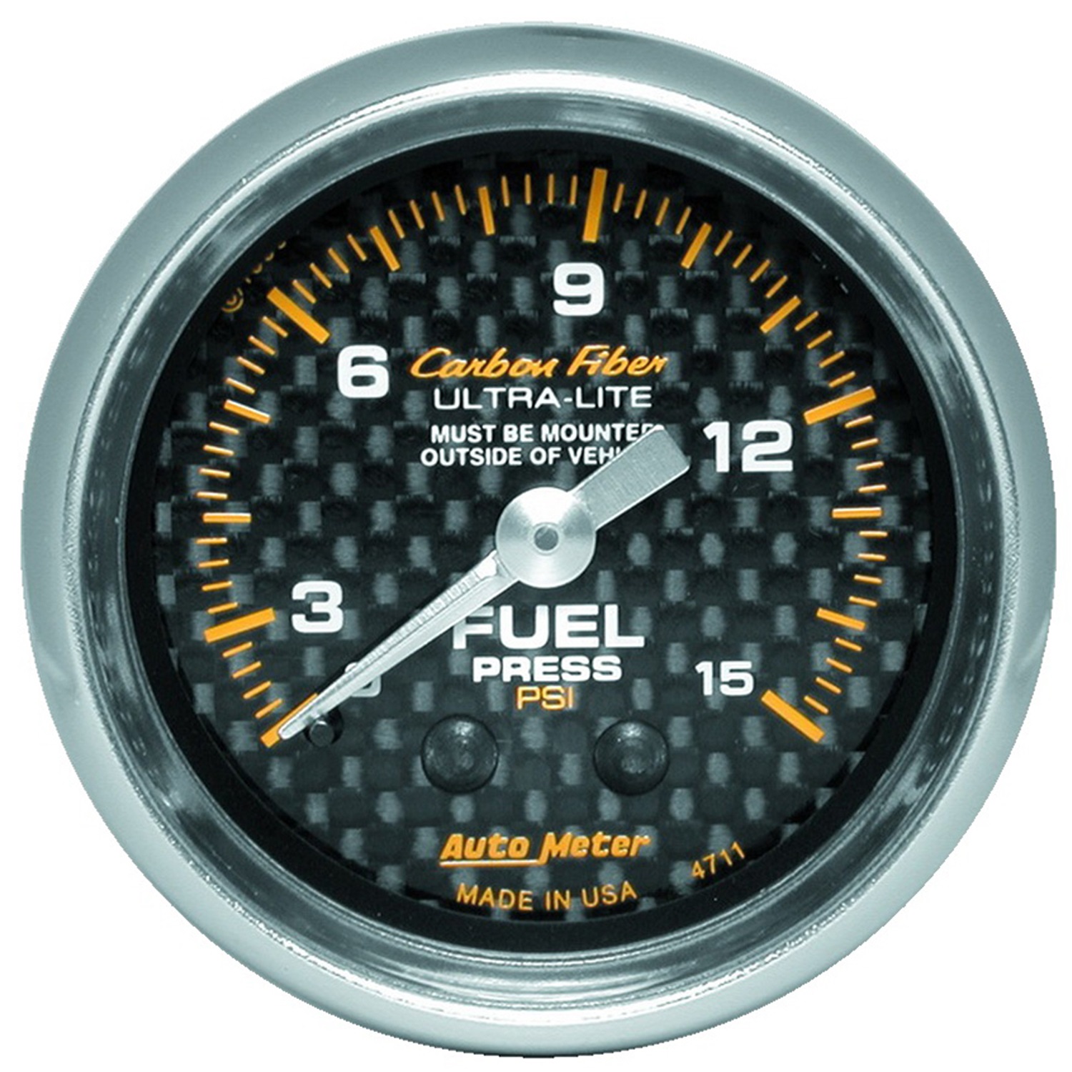 Auto Meter 4711 21/16" Fuel Pressure, 015 Psi, Carbon Fiber