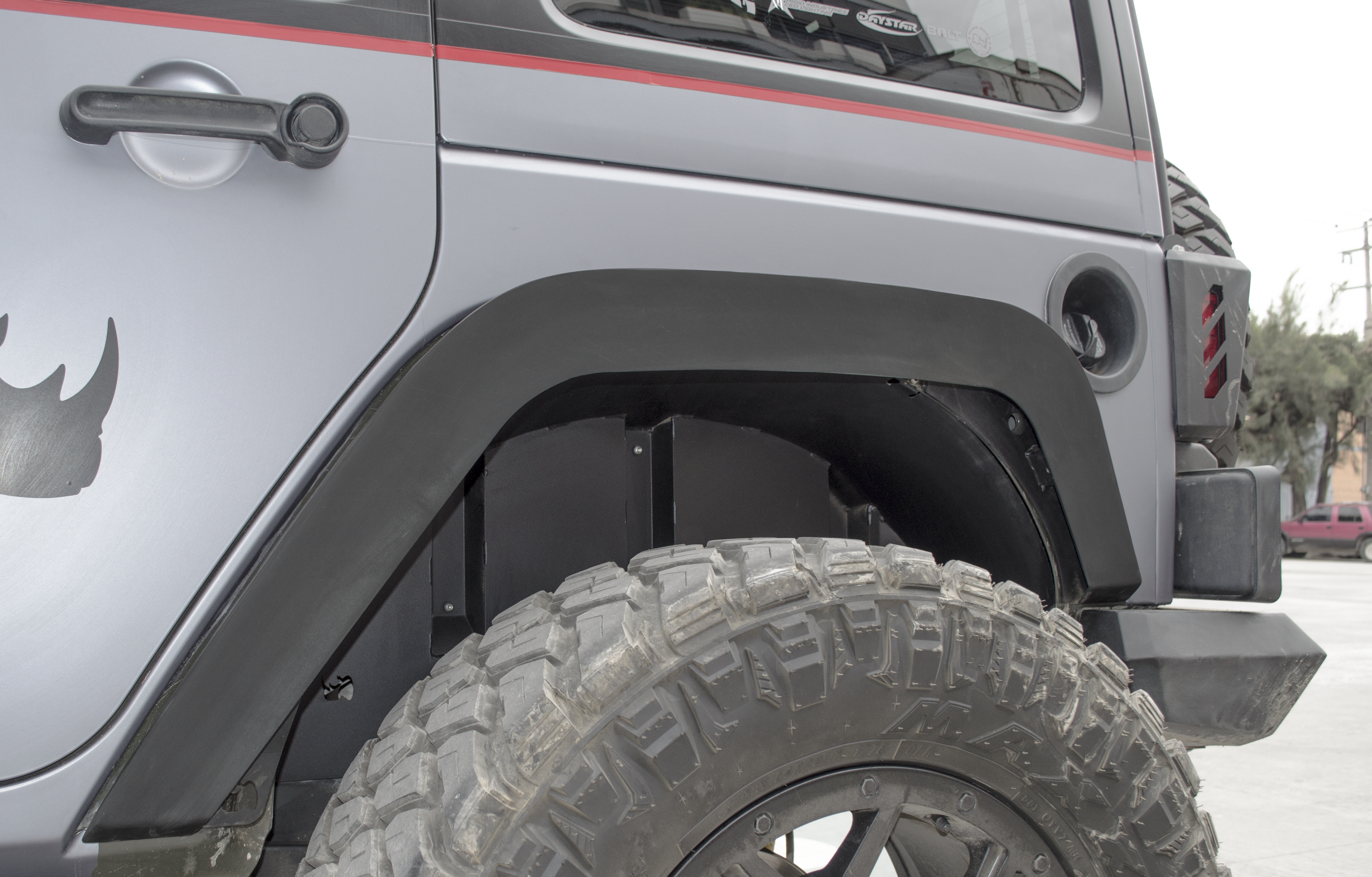 Picture of Go Rhino 702002T Jeep Jk Rear Wheel Well Inner Fender Liners, Black Textured Alum Pair