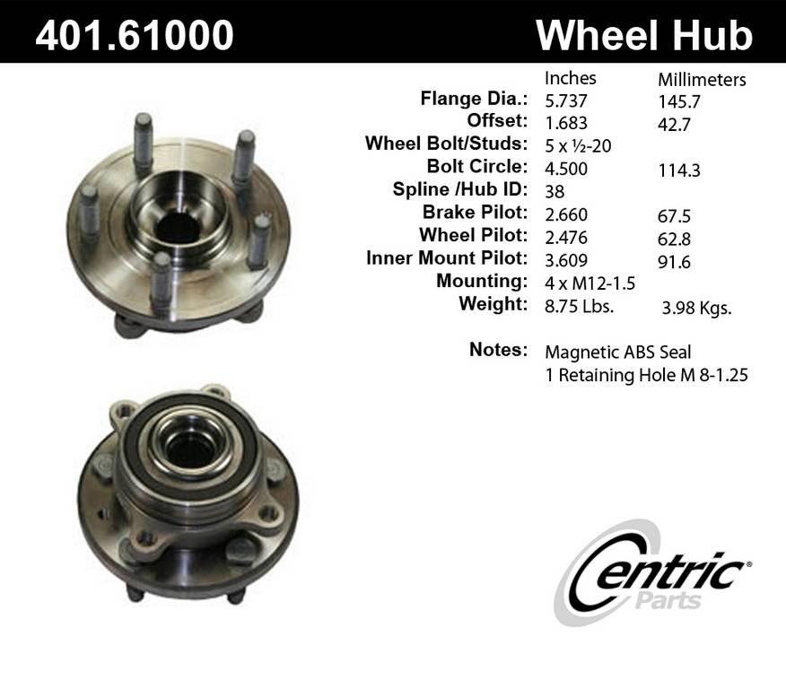 Show details for Centric 401.61000 Axle Bearings & Seals