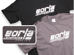 Borla 21312 Black Large Scoop Neck Womens T-Shirt with Checkered Logo 